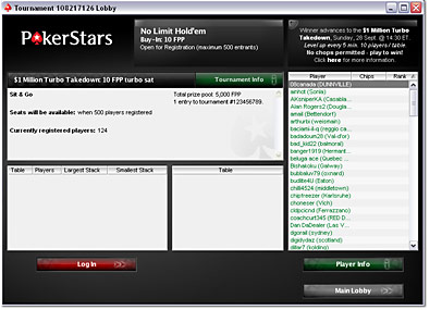 PokerStars tournament lobby